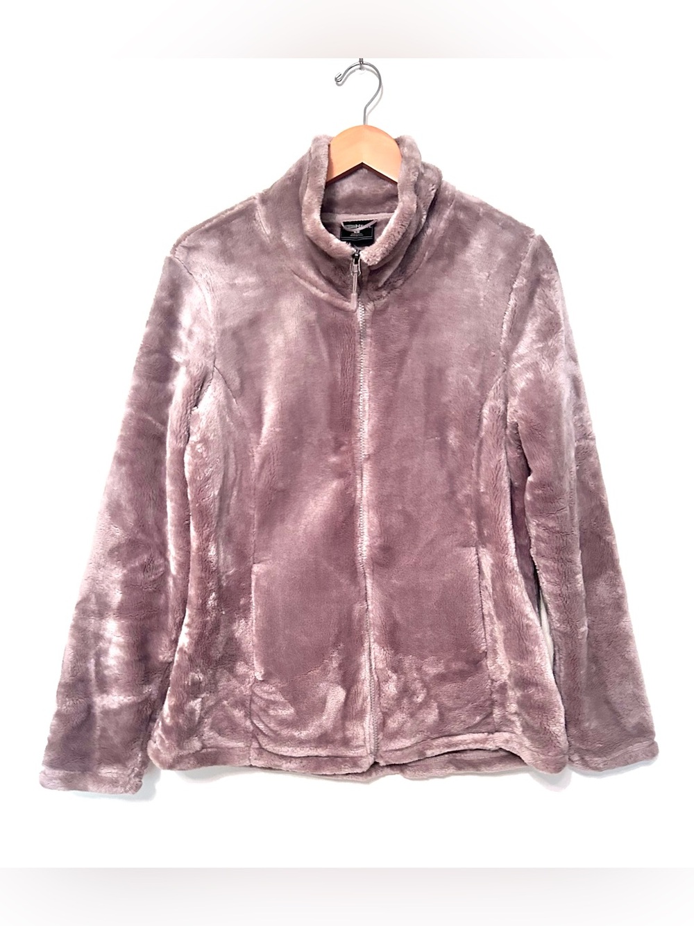 Kirkland Taupe Plush Soft Warm Zip Up Fleece Jacket Size Women’s Large